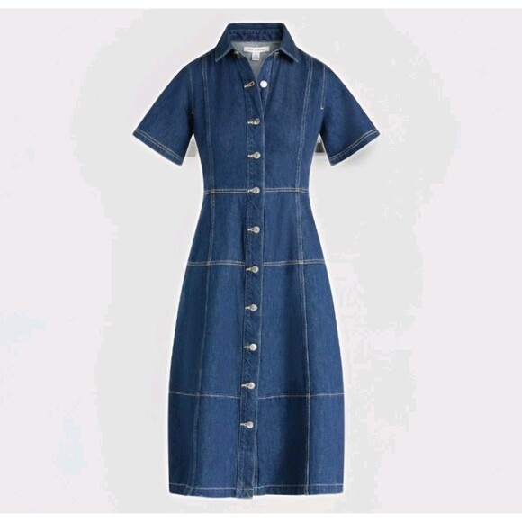 Free Assembly Dresses & Skirts - Y2K Western Cowgirl‎ Denim Midi Dress Boho Cottagecore Button Front NWT Small